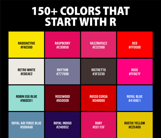 150+ Colors that Start with R (Names and Color Codes)