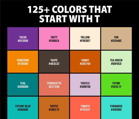 125+ Colors that Start with T (Names and Color Codes)