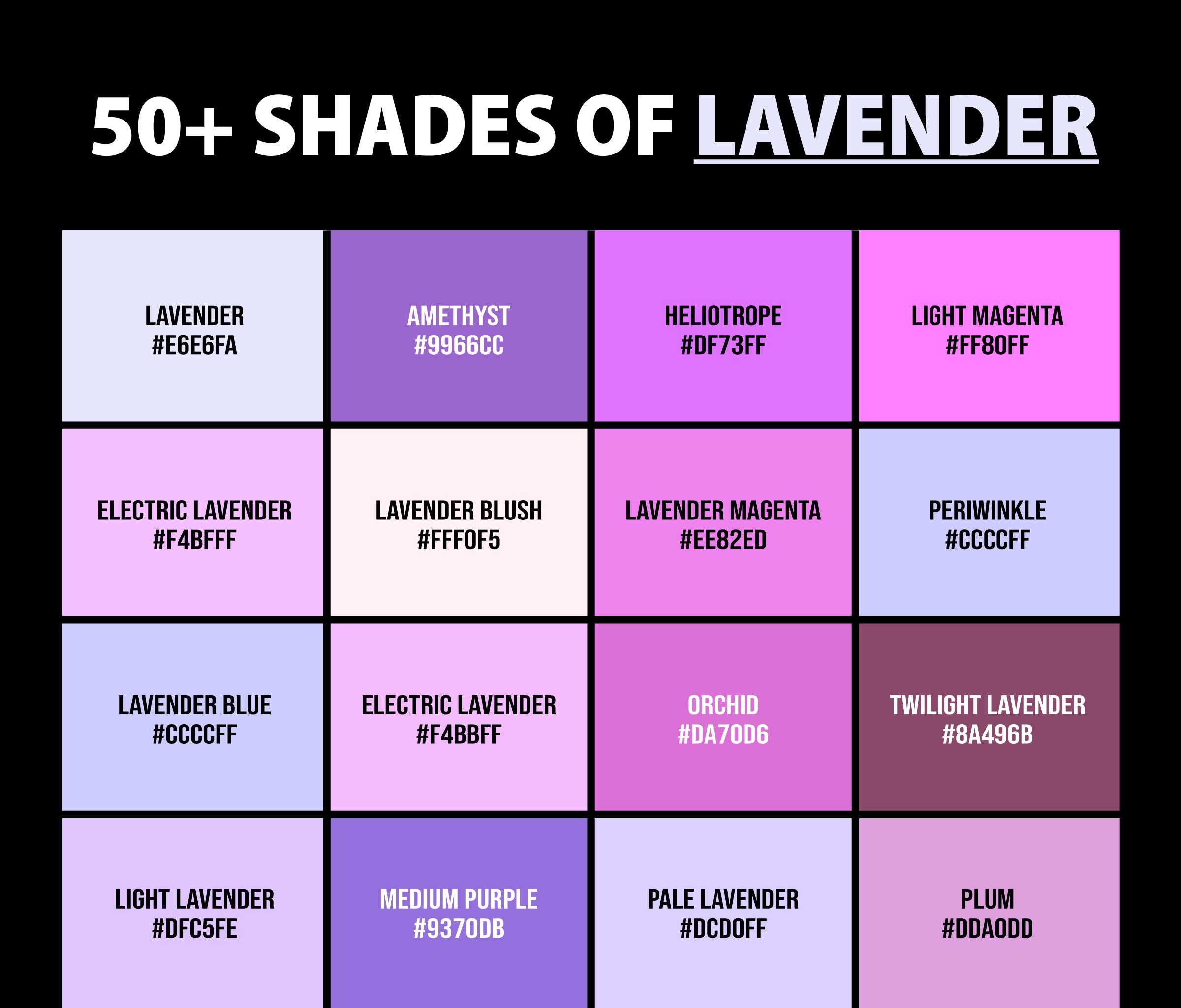 shades of purple color chart