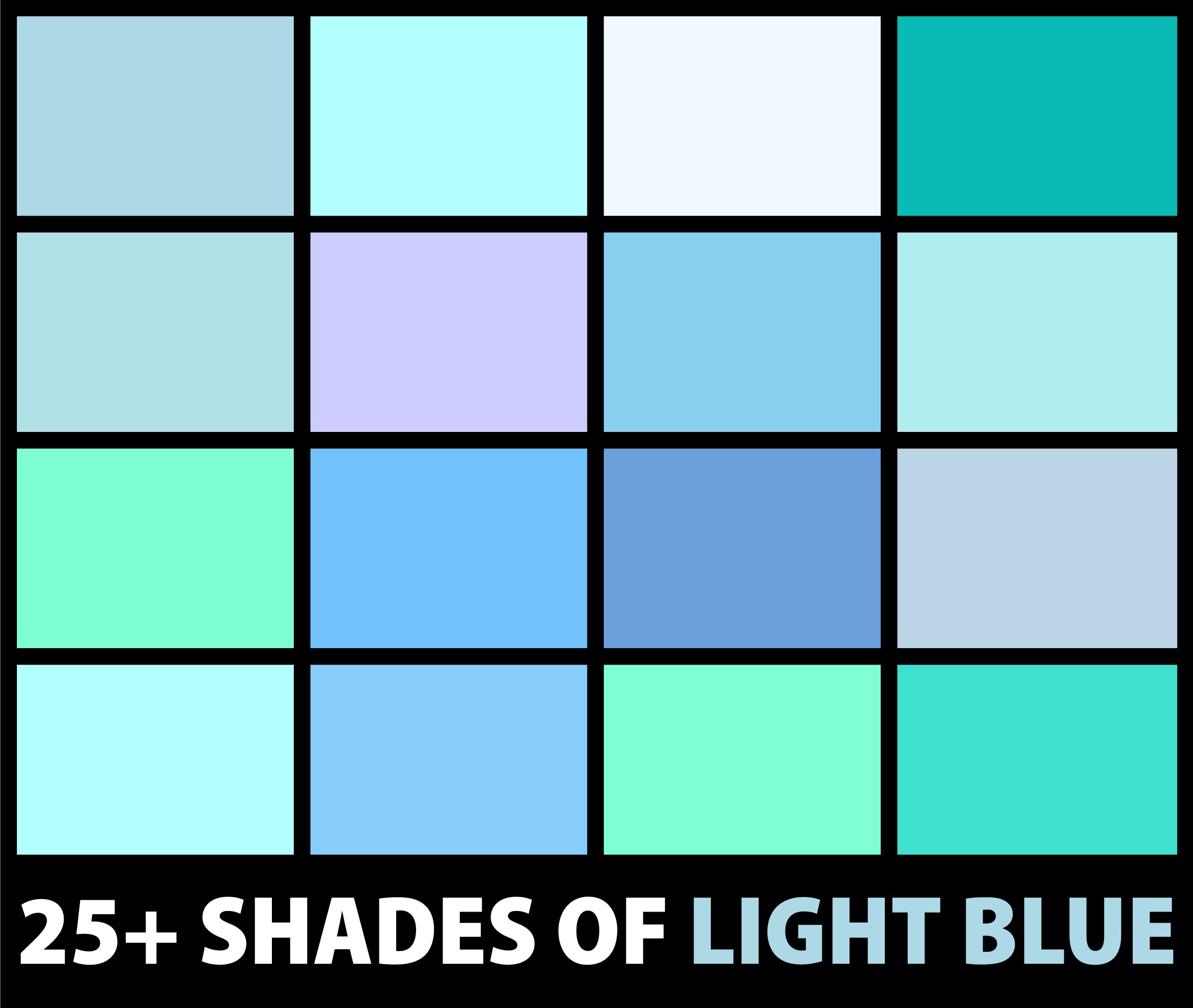 25+ Shades of Light Blue Colors (Names, Hex, RGB, CMYK Codes) –  CreativeBooster