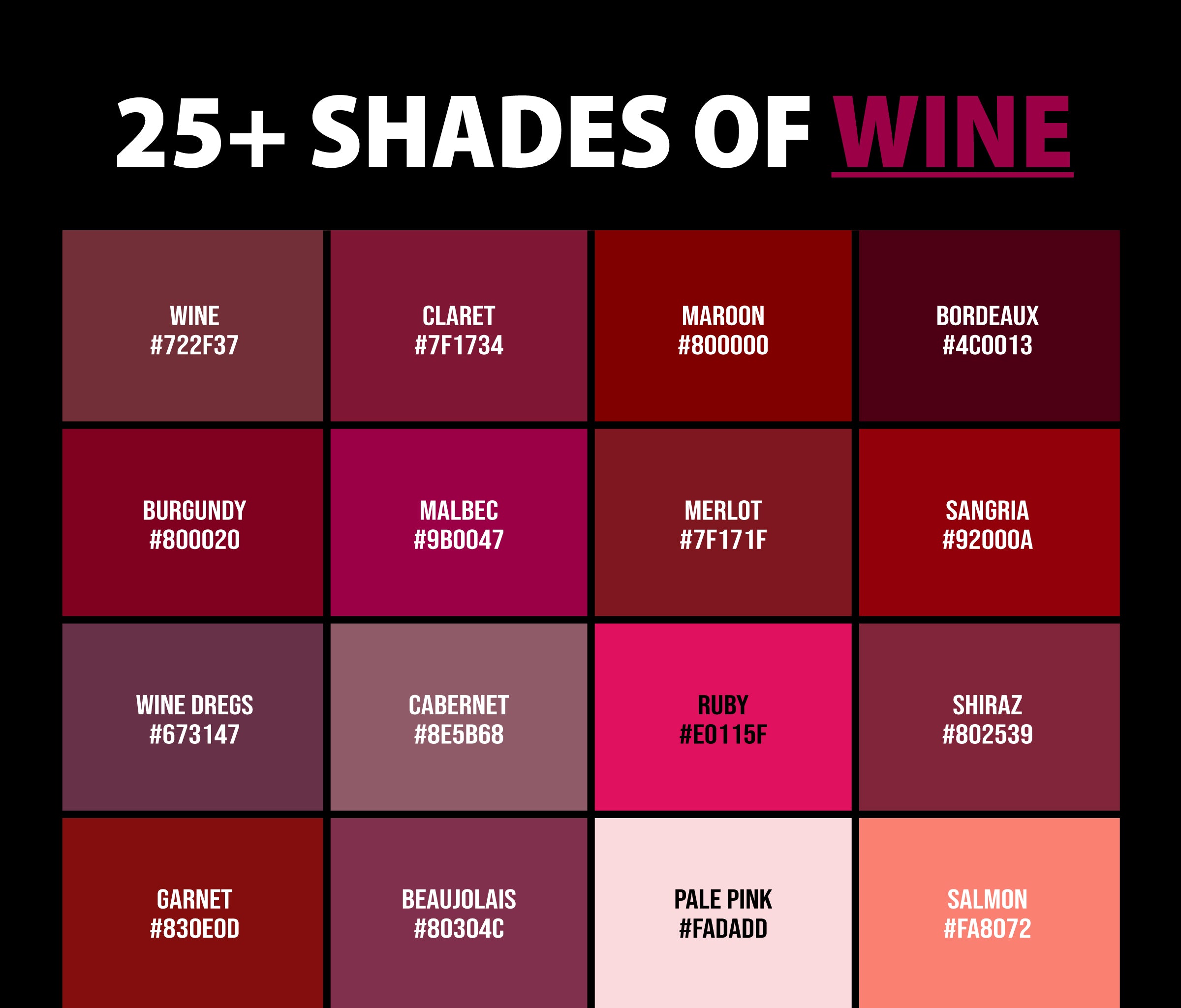 Himlen Vugge Polar 25+ Shades of Wine Color (Names, HEX, RGB & CMYK Codes) – CreativeBooster