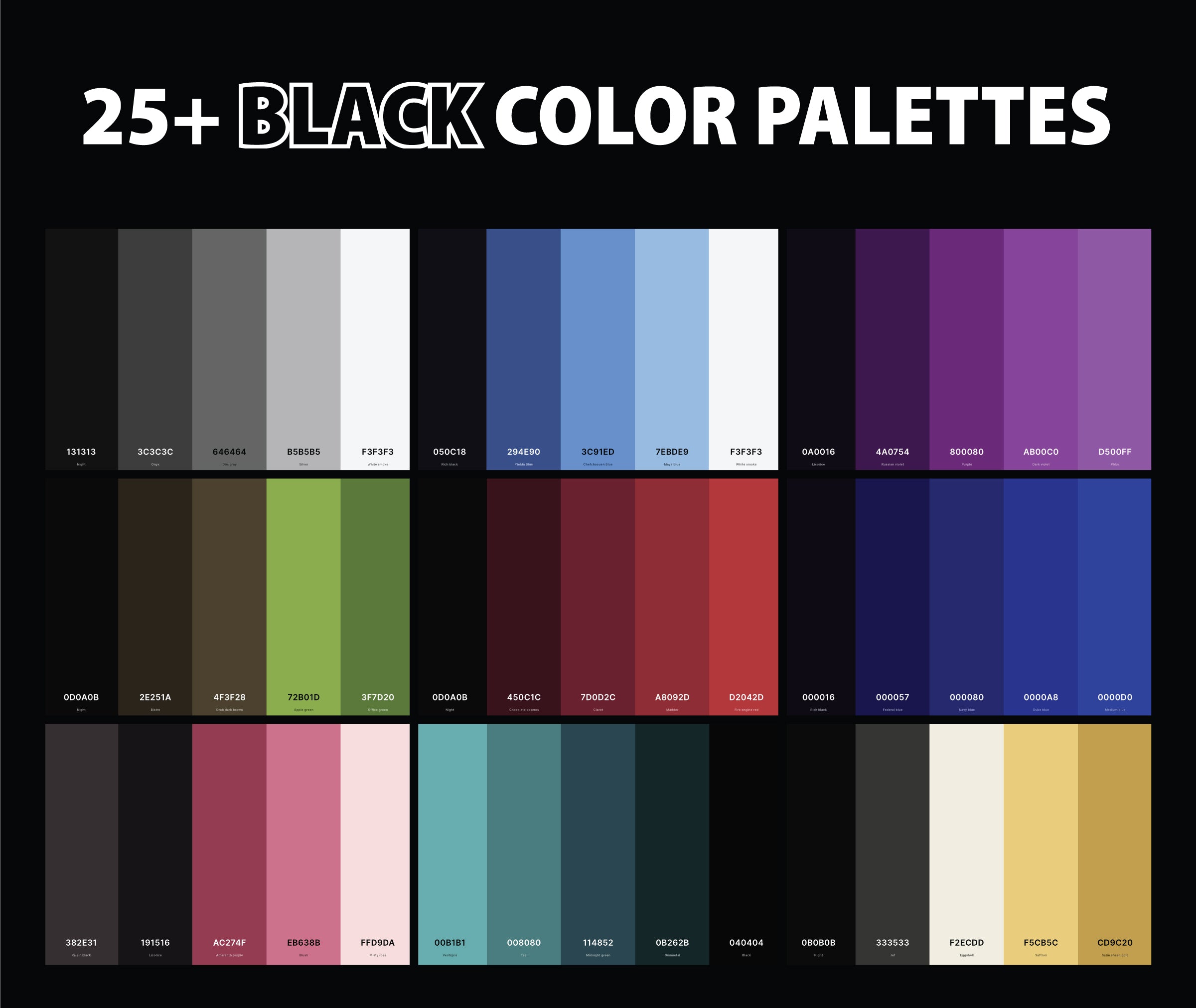 25 Best Black Color Palettes With Names And Hex Codes CreativeBooster 25 Best Black Color Palettes With Names And Hex Codes CreativeBooster