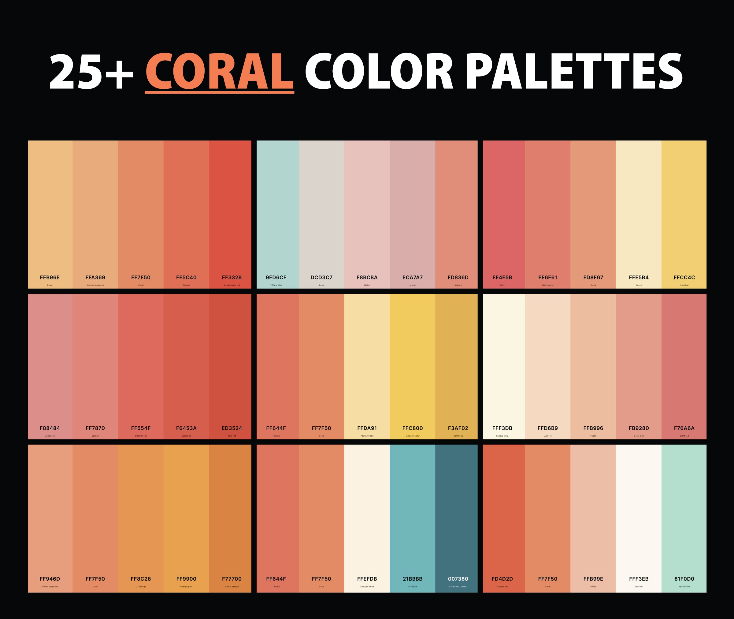 Coral Color Palette Names Coral Color Palette Names