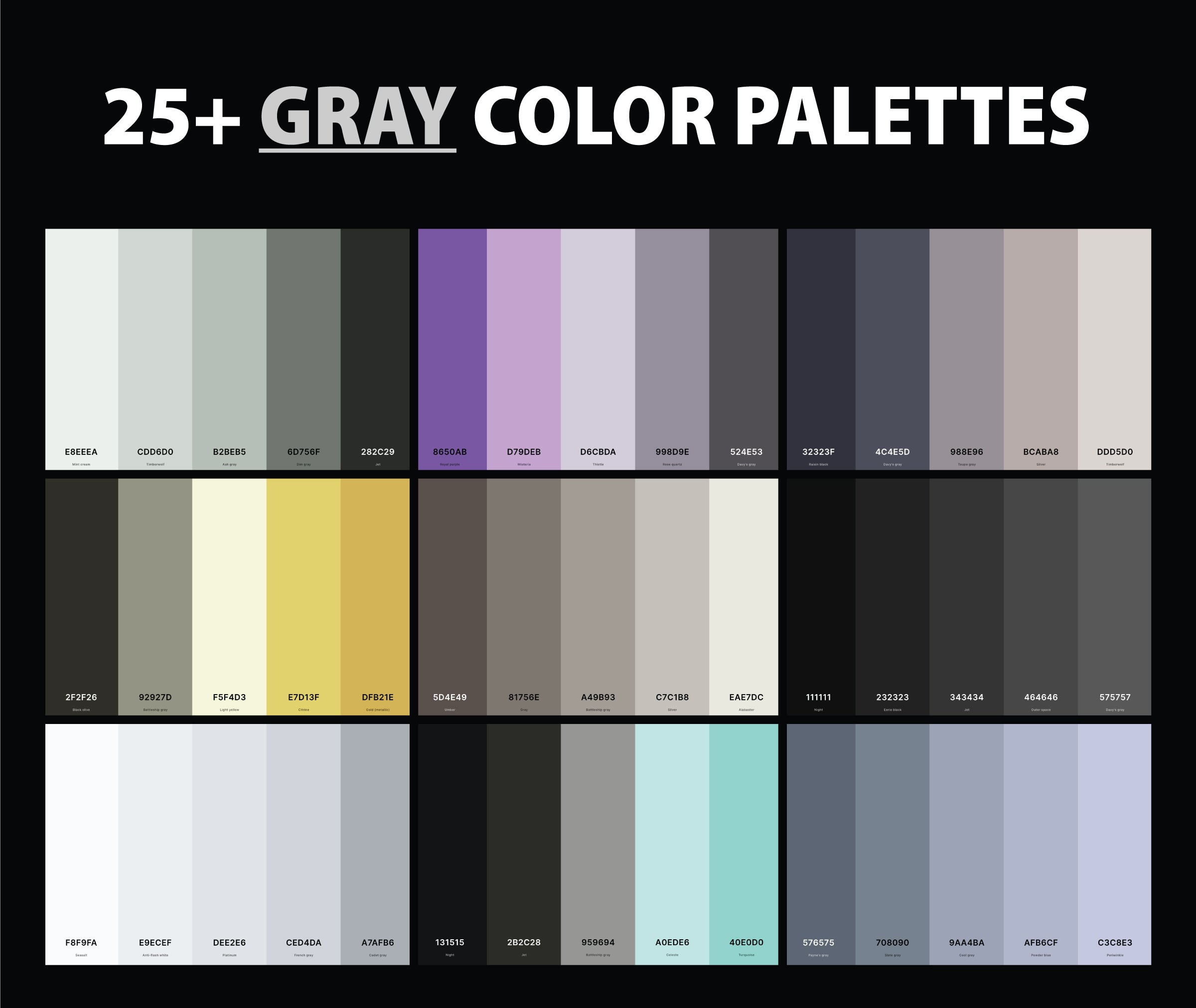 25 Best Gray Color Palettes With Names And Hex Codes CreativeBooster 25 Best Gray Color Palettes With Names And Hex Codes CreativeBooster