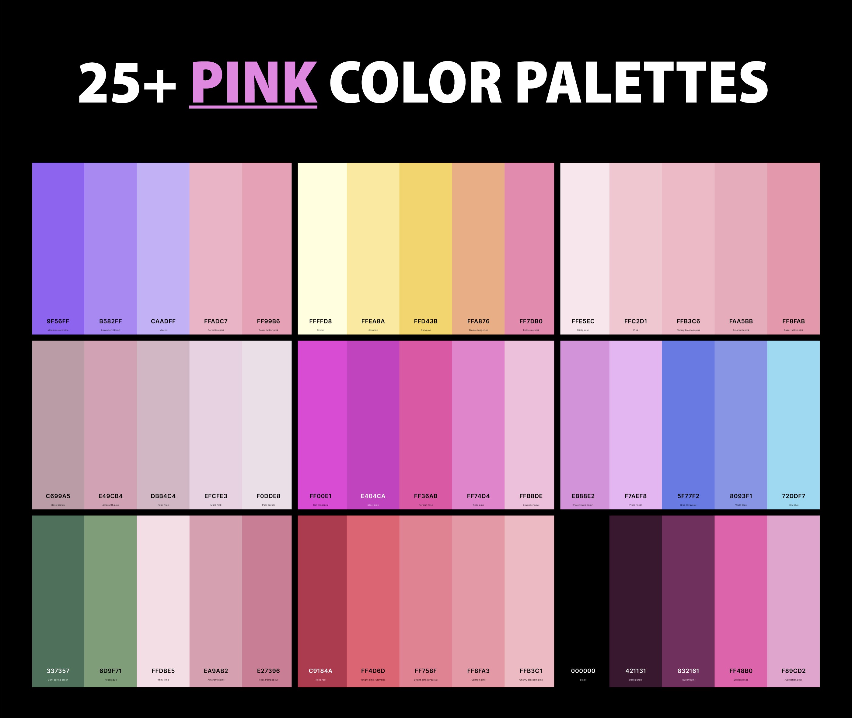 Pink Pastel Color Palette  Color palette pink, Soft pink color
