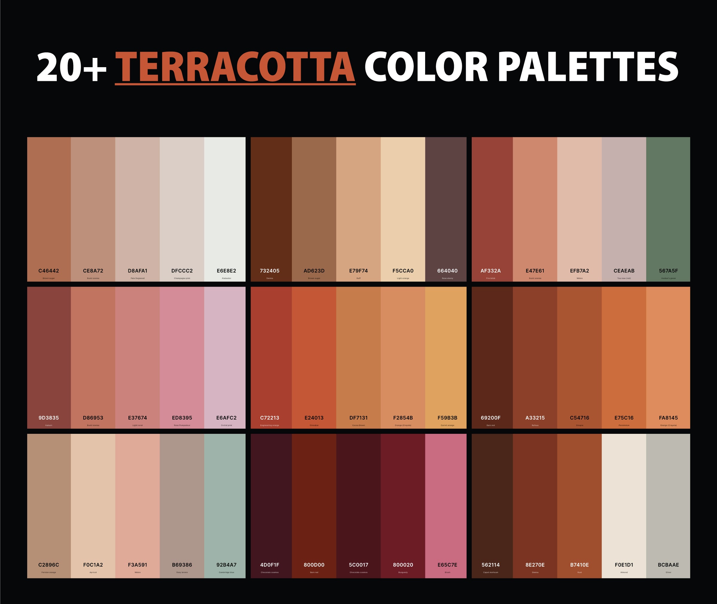2 Latest Color Schemes with Terracotta And Sandy Brown Color tone  combinations, 2024