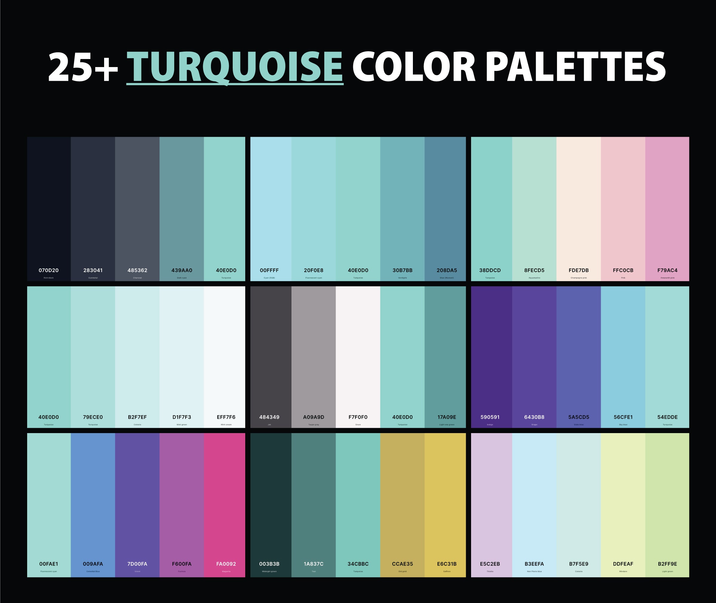 25+ Best Turquoise Color Palettes with Names and Hex Codes – CreativeBooster