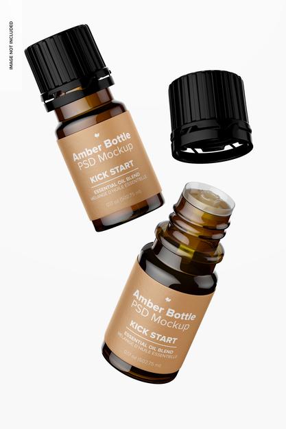 Free 0.17 Oz Amber Bottle Mockup Psd