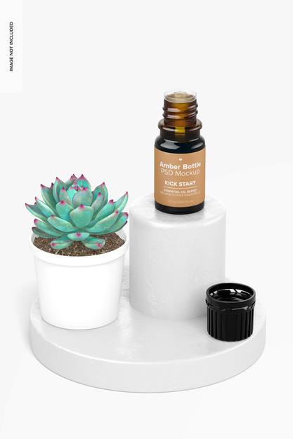 Free 0.17 Oz Amber Bottle Mockup Psd