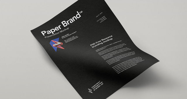 Free Curved Clean Paper Mock-Up Psd