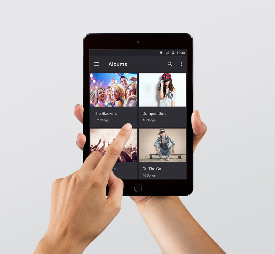 Free iPad Mini Mockup with a Pointing Finger