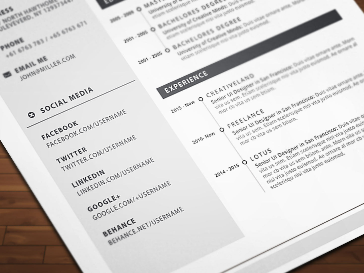 Free Microsoft Word Format CV Resume Template in Minimal Style