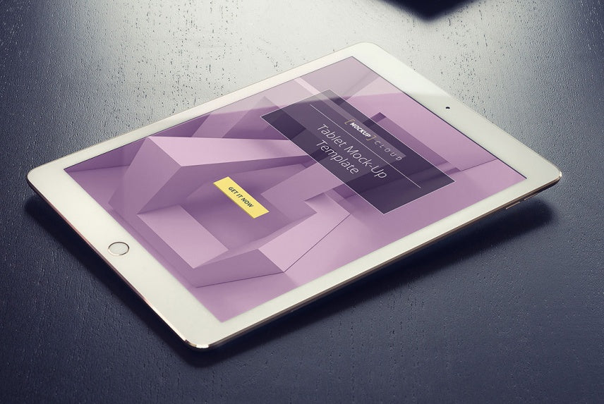 Free Top Angle View of iPad Tablet (Mockup)