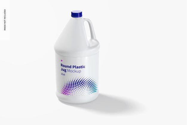 Free 1 Gal Round Plastic Jug Mockup Psd