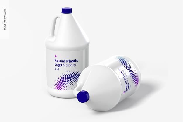 Free 1 Gal Round Plastic Jugs Mockup Psd