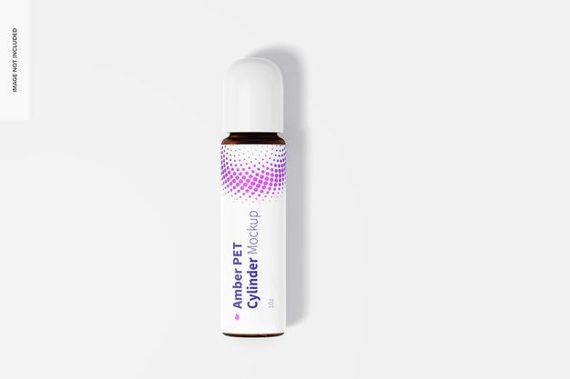 Free 1 Oz Amber Pet Bottle Mockup, Top View Psd