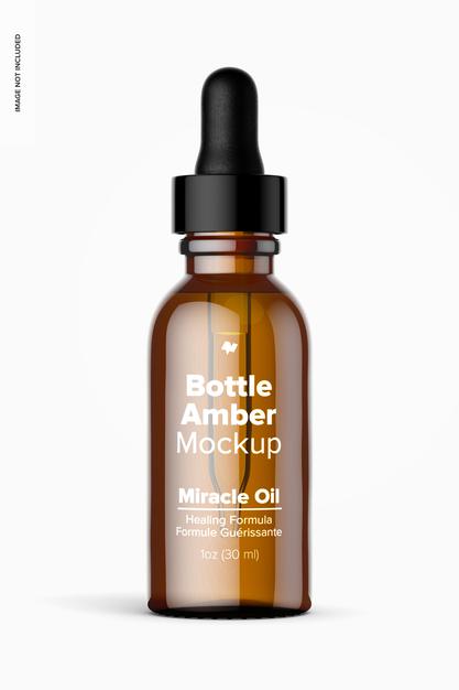 Free 1 Oz Bottle (Amber) Mockup Psd