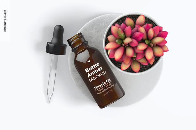 Free 1 Oz Bottle (Amber) Mockup Psd