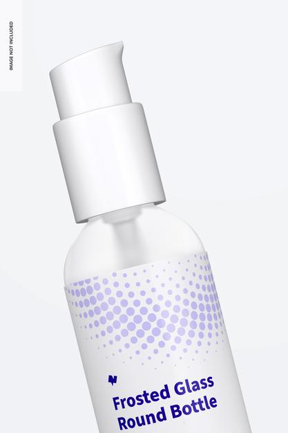 Free 1 Oz Frosted Glass Boston Round Bottle Mockup, Close Up Psd