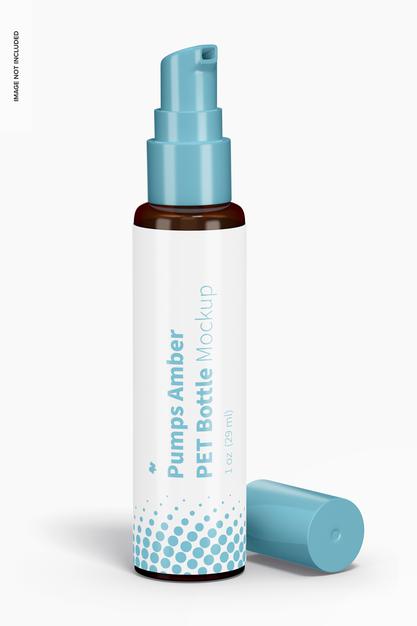 Free 1 Oz Pumps Amber Pet Bottle Mockup Psd