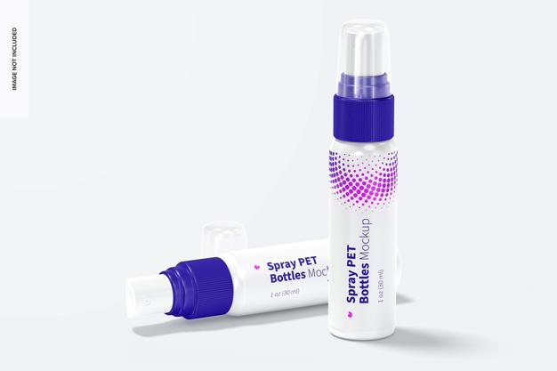 Free 1 Oz Spray Pet Bottle Mockup, Dropped Psd