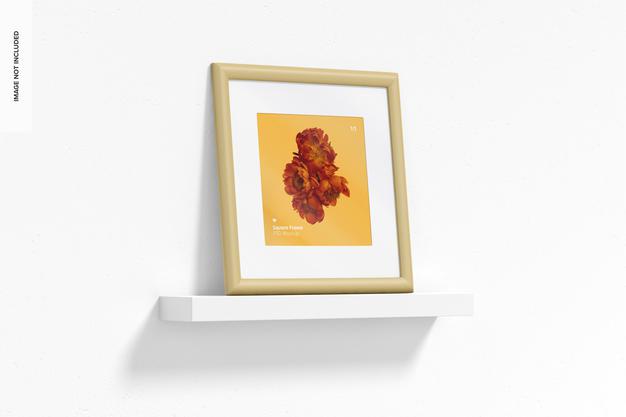 Free 1:1 Square Frame Mockup, Leaned Psd