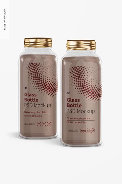 Free 12 Oz Glass Bottles Mockup Psd