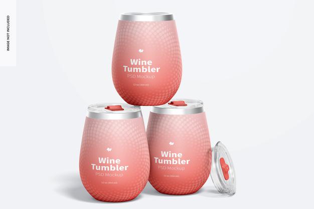 Free 12 Oz Wine Tumblers Mockup Psd