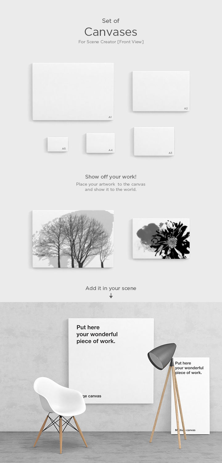 Free Set of Canvases Scene Creator (Mockup)