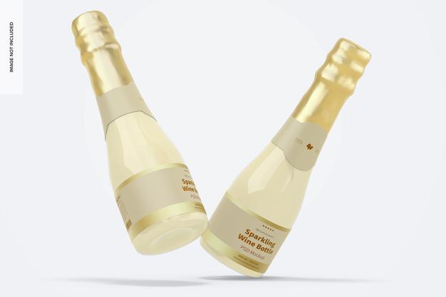 Free 200 Ml Sparkling Wine Bottles Mockup Psd