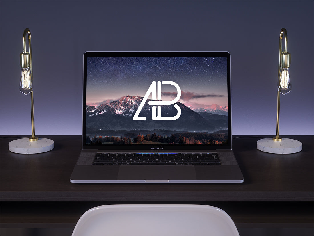 Free 2017 MacBook Pro On Desk Mockup