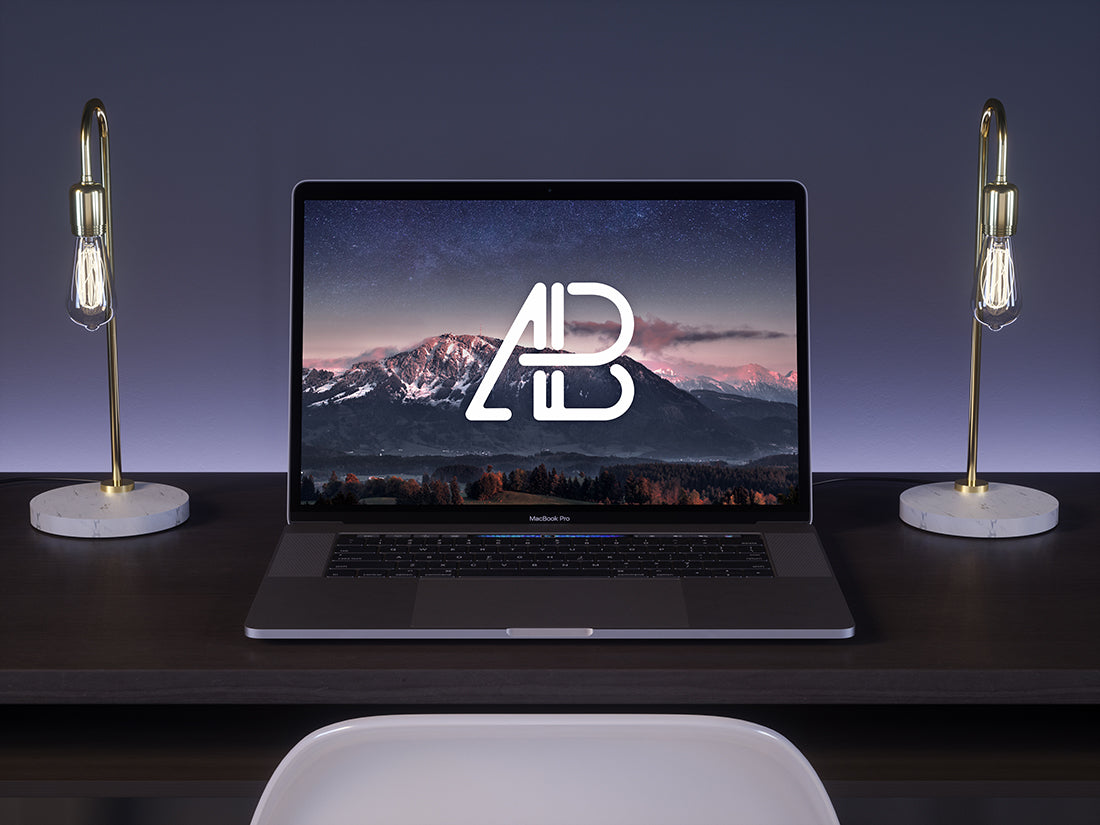 Free 2017 Macbook Pro On Desk Mockup