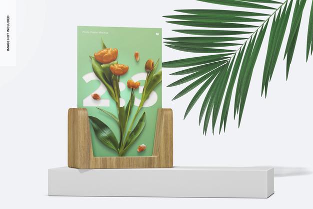 Free 2:3 Photo Frame Mockup, Perspective Psd