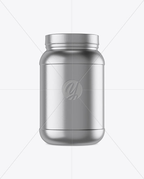 Free 2Lb Protein Jar In Metallic Shrink Sleeve Mockup