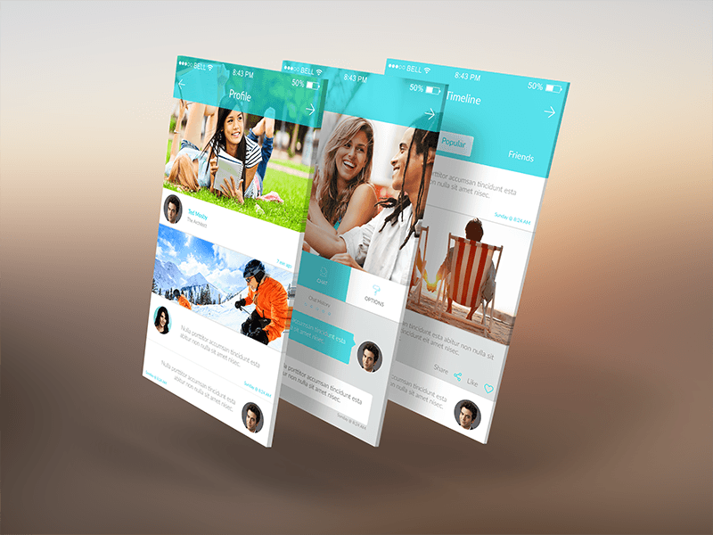 Free 3D Mobile App Screens Mock-Up