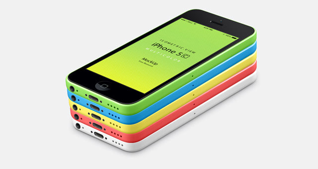 Free 3D View Iphone 5C Psd Vector Mockup