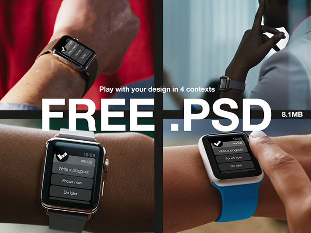 Free 4 Apple Watch Mockups Psd