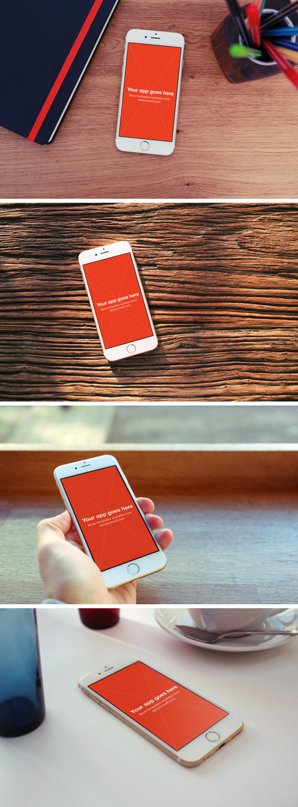 Free Four White iPhone 6 Screen Mockups