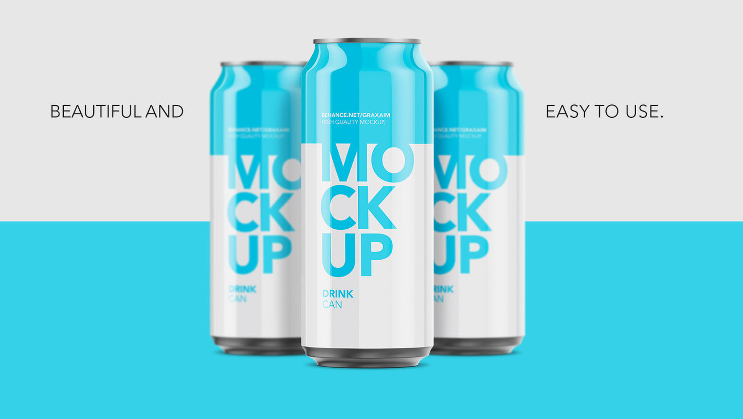 Free Can of Soda and Beer Mockup PSD