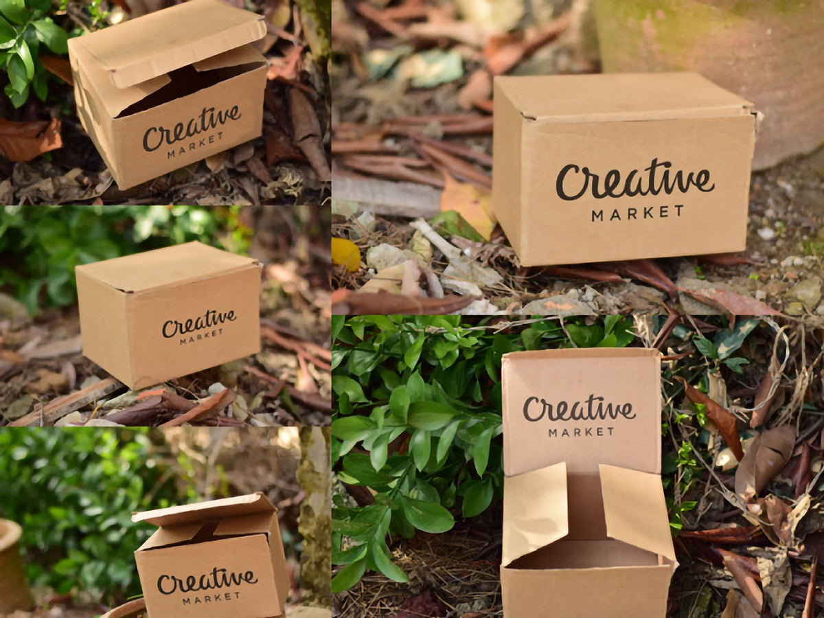 Free 5 Cardboard Mockup Psd