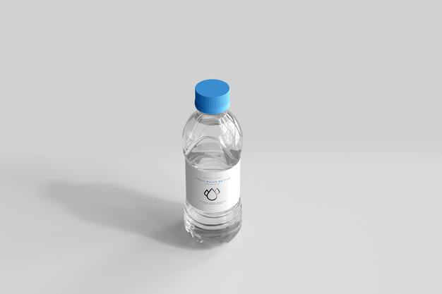 Glass bottle with mineral water mockup