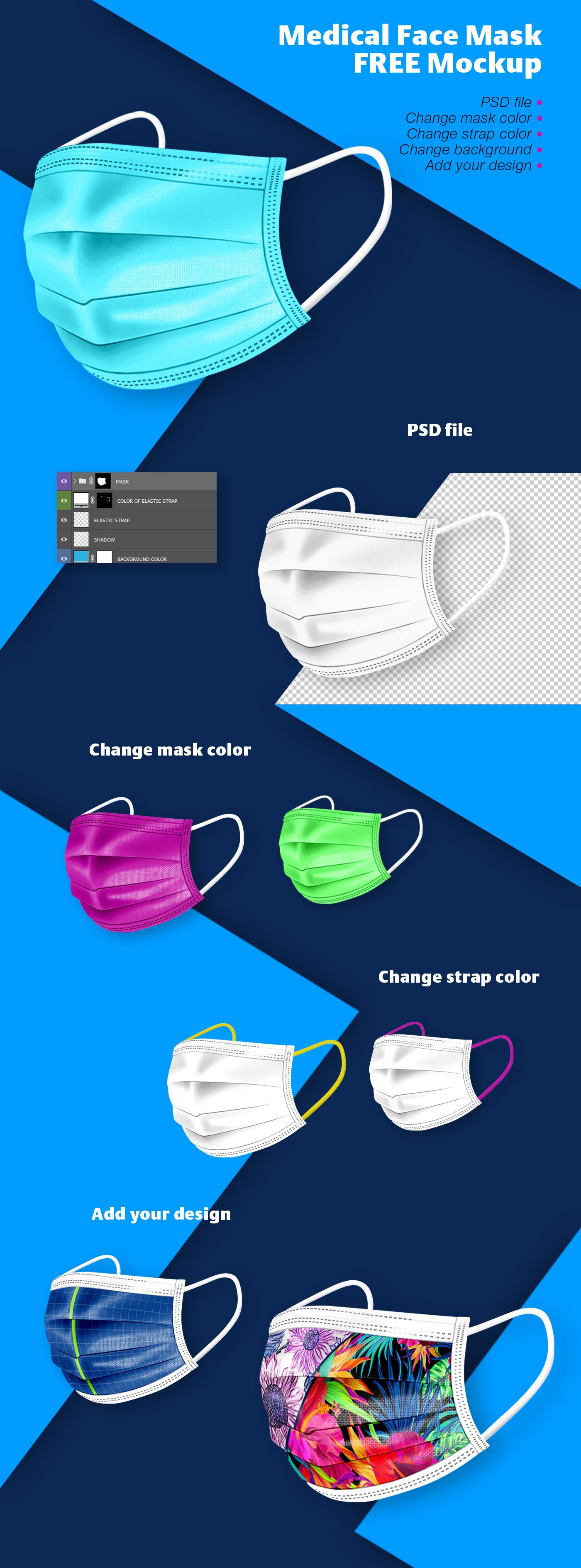 Free Medical Face Mask Mockup PSD