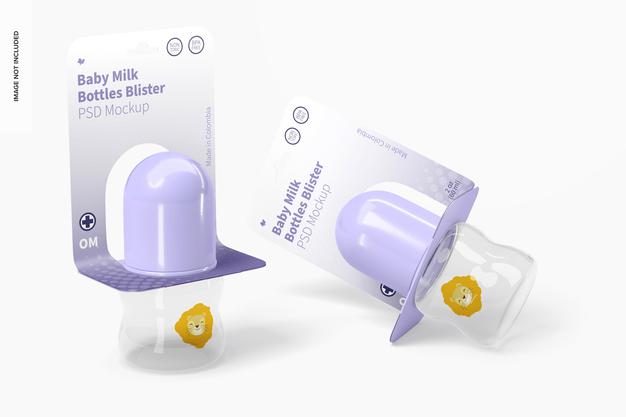 Free 60 Ml Baby Milk Bottles Blister Mockup Psd