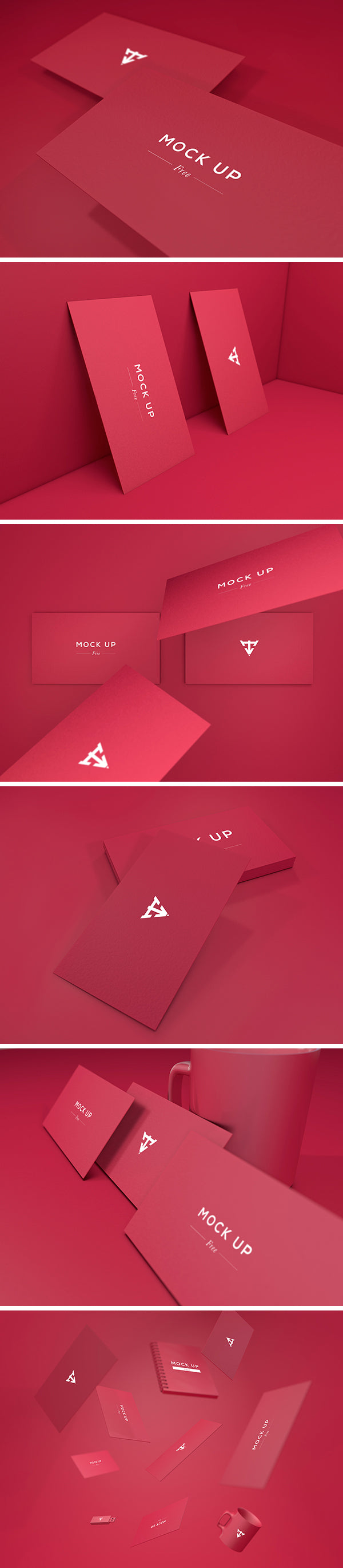 Free 6 Business Cards MockUps Set