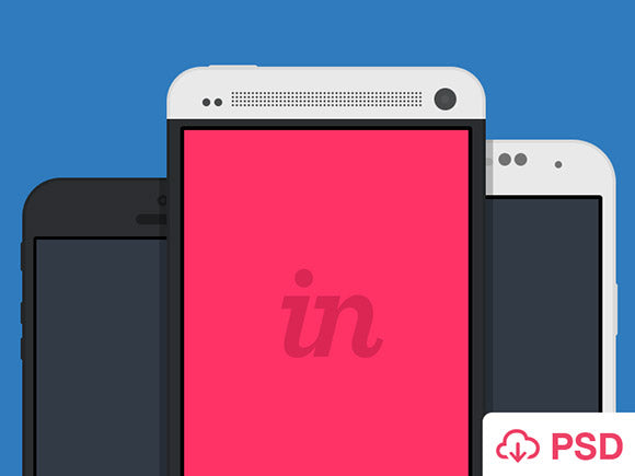 Free 8 Flat Android & Iphone Mockups