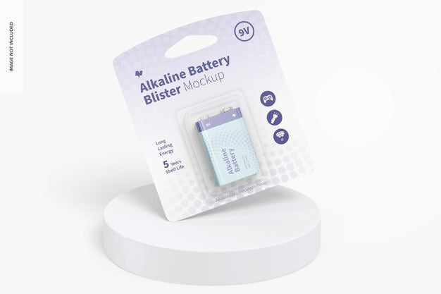 Free 9V Alkaline Battery Blister Mockup Psd