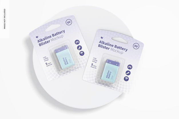 Free 9V Alkaline Battery Blisters Mockup Psd