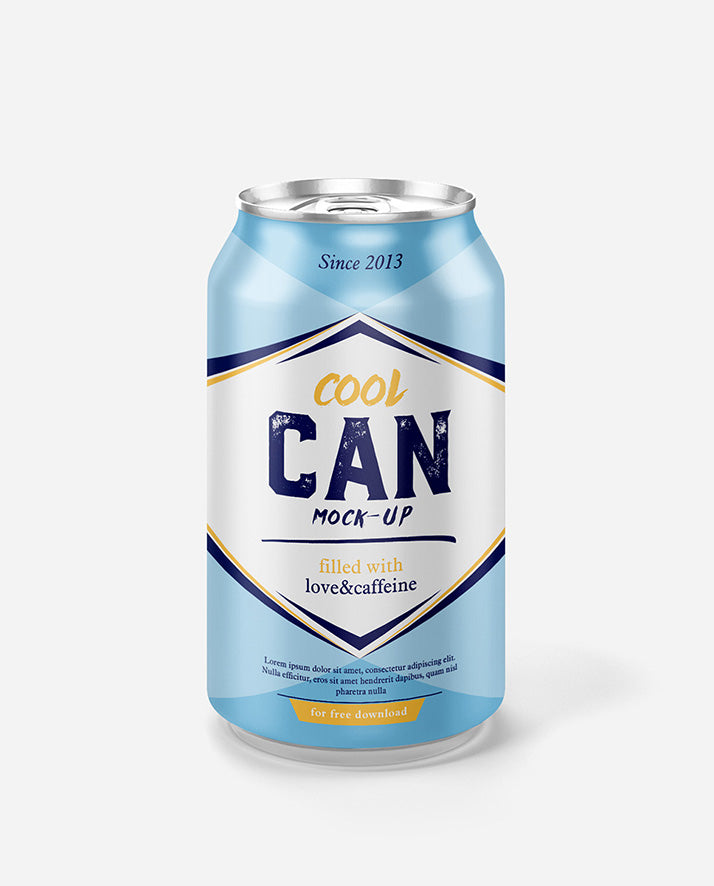 Free Ultra-Realistic Soda or Beer Can Mockup