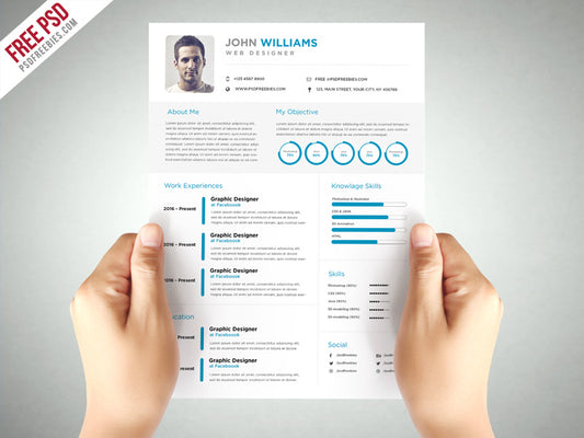 Free Clean and Elegant CV Resume Template in Photoshop (PSD) Format