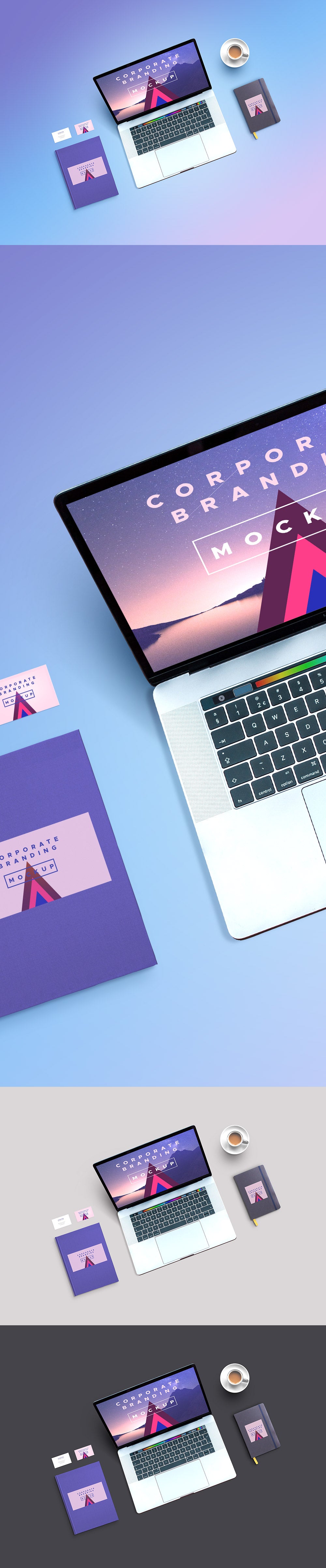Free Corporate Branding Mockup PSD (Macbook Pro and Notebook)